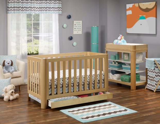 CORTINA 3in1 CRIB W/ DRAWER NATURAL - MADE IN ITALY